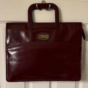 Etienne Aigner Burgundy Leather Laptop Bag